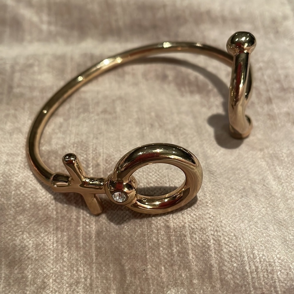 Gold Anchor Open Nautical Boat Sailing Cruising Cuff Bracelet